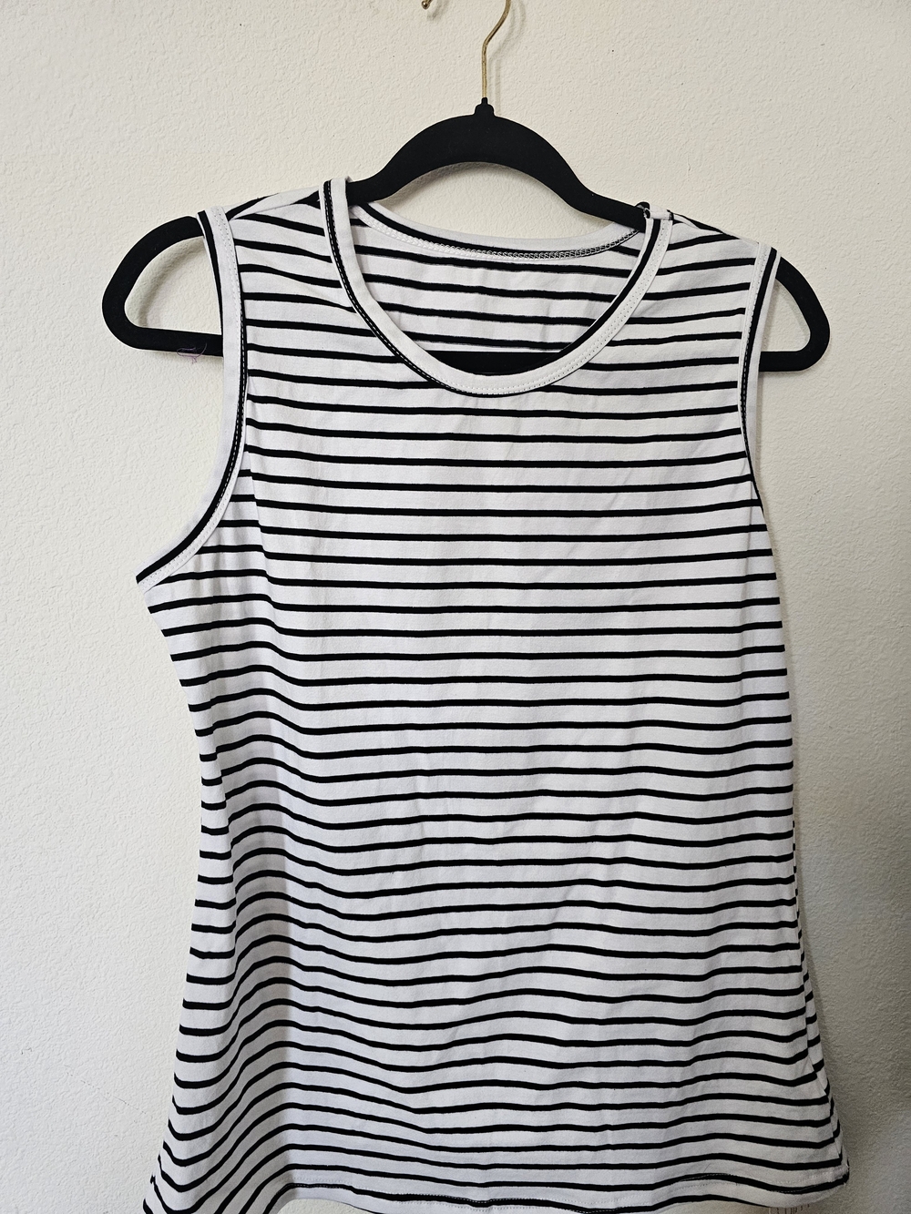 Striped Black & White Sleeveless Tank Top